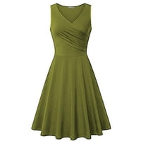 Ženske haljine ženske boho bez rukava bez rukava s rukavama V-izrez za sunčanje zelena 4xl