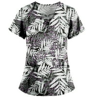 Strugten Ženski kratki rukav V izrez crtani uzorak vrhovi radne majice prevelike majice za žene