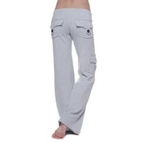 Edvintorg teretna hlače Žene Fitness Loose Multi-džepni gumb Stretch Dugme za crtanje Casual Yoga hlače