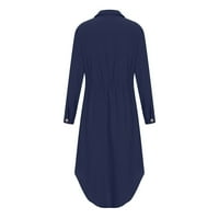Haljina za žene Revel Solid Color Pamuk posteljina dugih rukava s ručicama niz vučnica Ležerne prilike Flowy Midi haljina