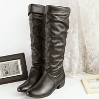 Jsaierl koljena High Boots Women Winter Elegantne koljena High Boot Crna smeđa Cipele s visokim cijevima