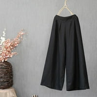 Ženske ljetne čvrste hlače Crna ženska čvrsta pamučna labavi tanak visoki struk svestrane elastične hlače velike veličine