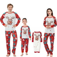 Stoljetni božićni pidžami za obitelj slatka jelena ispis dugih rukava raglan vrhovi + pantalone postavljene