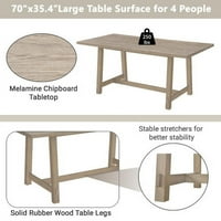 Rustikalni 5-komadni stol za trpezarije od drveta sa stolom i tapaciranim trpezarijskim stolicama, smeđim