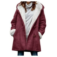 Cuoff Womens kaputi jakne za žene Ležerne modne labave solidne boje kapu plus runo kožnjenje džepa zimske