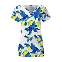 Ženske bluze Žene Modni ljetni latica rukav Ležerne prilike za ispis majica za bluze Bluse Blue S