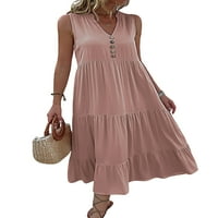 Prednjeg swalk dame duga haljina čvrsta boja Maxi haljine bez rukava ljetna plaža sundovlasna putovanja