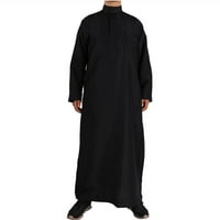 Plus muškarci muslimanska odjeća arapske saudijske dugih rukava Jubba Thobe Robe Tradicionalna crna