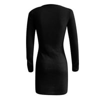 Žene haljine casual mini haljina za žene V-izrez s dugim rukavima Summer Dress Black XL