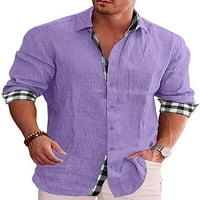 Groanlook muškarci Slim Fit Patch Džepovi bluza Dugme Down rever vrat majica za odmor plaćene majice