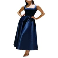 Biayxms Ljetni a-linijski korzet Maxi haljine za žene, novi stil bez rukava kvadratni vrat visoki struk