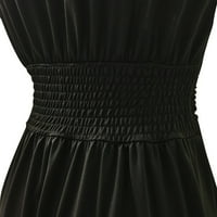 Ženska duboka s kratkim rukavima dugih haljina nalaze se nagnuti visoki struk Slit Club Party večer Maxi haljina crna xl
