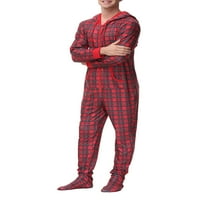 Huakaishijie božićne pidžame, podesivi kombinezon sa kapuljačom sa džepovima za spavanje, crvena