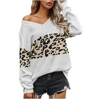 Fall Cardigani za žene Lagana ženska moda V izrez dugih rukava labav leopard tisak vrhovi bluza pleteni džemper žene kardigane Duks duks dukseri
