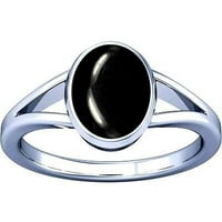 Divya Shakti 10.25-10. Carat Black Agate Kala Hakik Gemstone Silver Ring za muškarce i žene