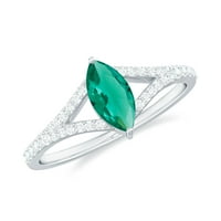 Laboratorija u obliku markiza stvorila je smaragdni prsten s dijamantskom, splitskom prstenom, sterling