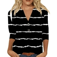 Koaiezne ženske majice bluza Ženska tiskana modna casual v call gumb gore tri četvrtine rukava
