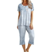 Pijamas za žene postavljeno kratki rukav Capri pijamas dame meka COMFY Ljetna odjeća za spavanje sa