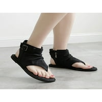 Rotosw Ladies Thong sandale sa sandale sa patentnim gladijatorskim cipelama Visokog gornjeg ravnog rimskog