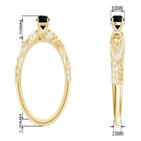 Crni ukras nadahnuo na inspirirani prsten sa dijamant za žene (0. CT, kvaliteta AAA, 14k bijelo zlato,