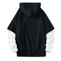 Entyinea muške sportske dukseve Grafički dugi rukav pulover s dugim rukavima Black XL