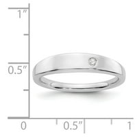 Sterling srebrni bijeli led .02ct. Dijamantna prstena Veličina: 6; za odrasle i tinejdžere; Za žene