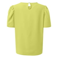 Ženske košulje Žene Ležerne prilike okrugli vrat Puff rukava s kratkim rukavom majica Top Yellow S
