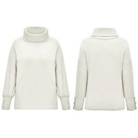 Kakina s ženskim majicama, ženski turteneck pleteni džemper duks dugih rukava Elegantni vrhovi bijeli, xxxxl