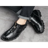 Tenmi muške kratke čizme ručno šivanje čizme zatvarajući gležnjače otporne cipele otporne na cipele, muškarci prozračne fau kožne čizme crna 9.5