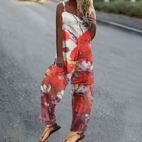 Ženski visoko struk cvjetni print casual kombinezone široke nogave hlače