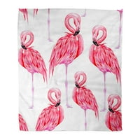 Flannel baca pokrivač Šarene tropske ružičaste flamingove prekrasan cvjetni tropski uzorak bijeli mekani