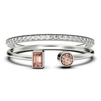 Minimalistički otvoreni prsten 1. Carat Round Cut morgatit i dijamantni moissanite zaručni prsten, jedinstveni