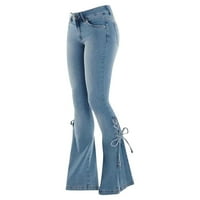 Jean pantalone za žene rastrgale su ženske anketne pantalone za čipke od srednje struka proteže se traperice