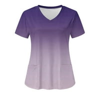 Ženske vrhove Tunic Ljeto majice kratkih rukava Grafički print V-izrez Gradient Casual Dressy Bluze