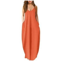 Tunika haljina za žene Ležerni prsluk A-line okrugli vrat sunčani haljina Sunce Sunčana boja Duga haljina odjeća za žene Narančasta 5xl