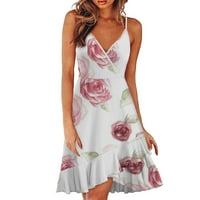 Ljetne haljine za žene Žene Ljeto Ležerne prilike Camis bez rukava V izrez Slomljeni cvijet od tiskane