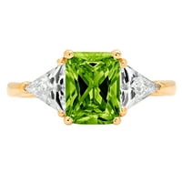 2.82ct Sjajni smaragdni rez prozirni simulirani dijamant 18k žuti zlato Trobotan prsten s 55,75