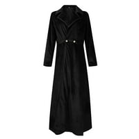 Ženske haljine za žene Gotic Goth Halloween dugačak vjetar dugačak temperament Čvrsti baršunac dugih rukava kaput jakna crna l