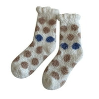 Dyfzdhu jesenski zimski čarape za žene slatke tačkice Ispiši sredinu cijevi čarape comfy coral zadebljanih