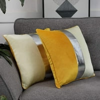 Žuti baršun srebrnog patchwork jastuka navlake luksuz moderne ukrasne prugaste kožne meke čvrsti jastuk