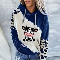 Umitay Lagane dukseve za žene Ženska Ležerna moda Slatka krava Ispis dugih rukava pulover s kapuljačom
