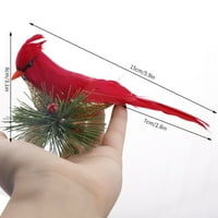 Realističan lijep kardinalni isječak na Xmas Decoration Decoration Festival Crvena perja umjetne ptice