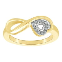 0. CTTW okrugli rez bijeli prirodni dijamantski beskonačno srce u 10K čvrstog žutog zlatnog prstena