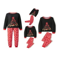 Porodica podudaranje božićne pidžame set crni Xmas stablo lakim tiskanim vrhovima pisma za ispis hlače