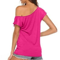 Clearance ispod $ Charella ženska ležerna s ramena Tors s kratkim rukavima T majica Labava ljetna bluza