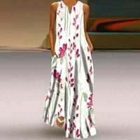 CAVEITL WOMENS Ljetne haljine, Ležerne prilike sa labavom tiskanom haljinom na plaži V-izrez Džepne