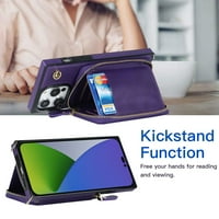 Decaze za iPhone PRO MA Crossbody Wallet Case, kožna futrola od kože sa RFID blokiranim držačem za ručni remen za ručni remen za iPhone Pro Pro: Purple