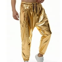 Muške modne hlače prevelike fit sjajne solidne boje nacrtajući elastični struk pune dužine pantalone