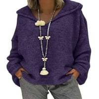 REJLUN Ženske zimske tople pulover casual v vrat s kapuljačom s kapuljačom sa loungewewwewwewwe džemper