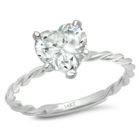 CT Heart Cleani Clear Simulirani dijamant 18k Bijelo zlato Graviranje Izjava Godišnjica Angažovanje vjenčanja SOLITAIRE prsten veličine 6.25